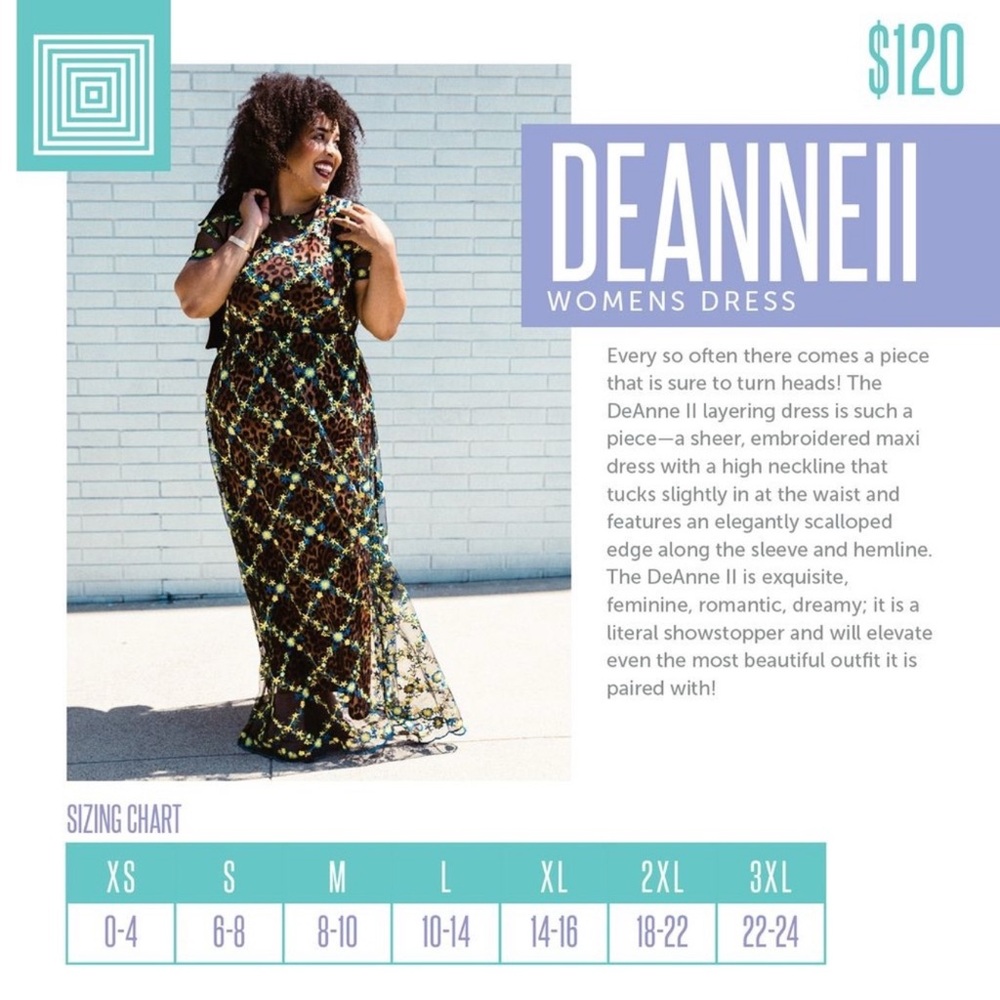 NWT LulaRoe Deanne ll embroidered overlaying maxi dress - Picture 3 of 3